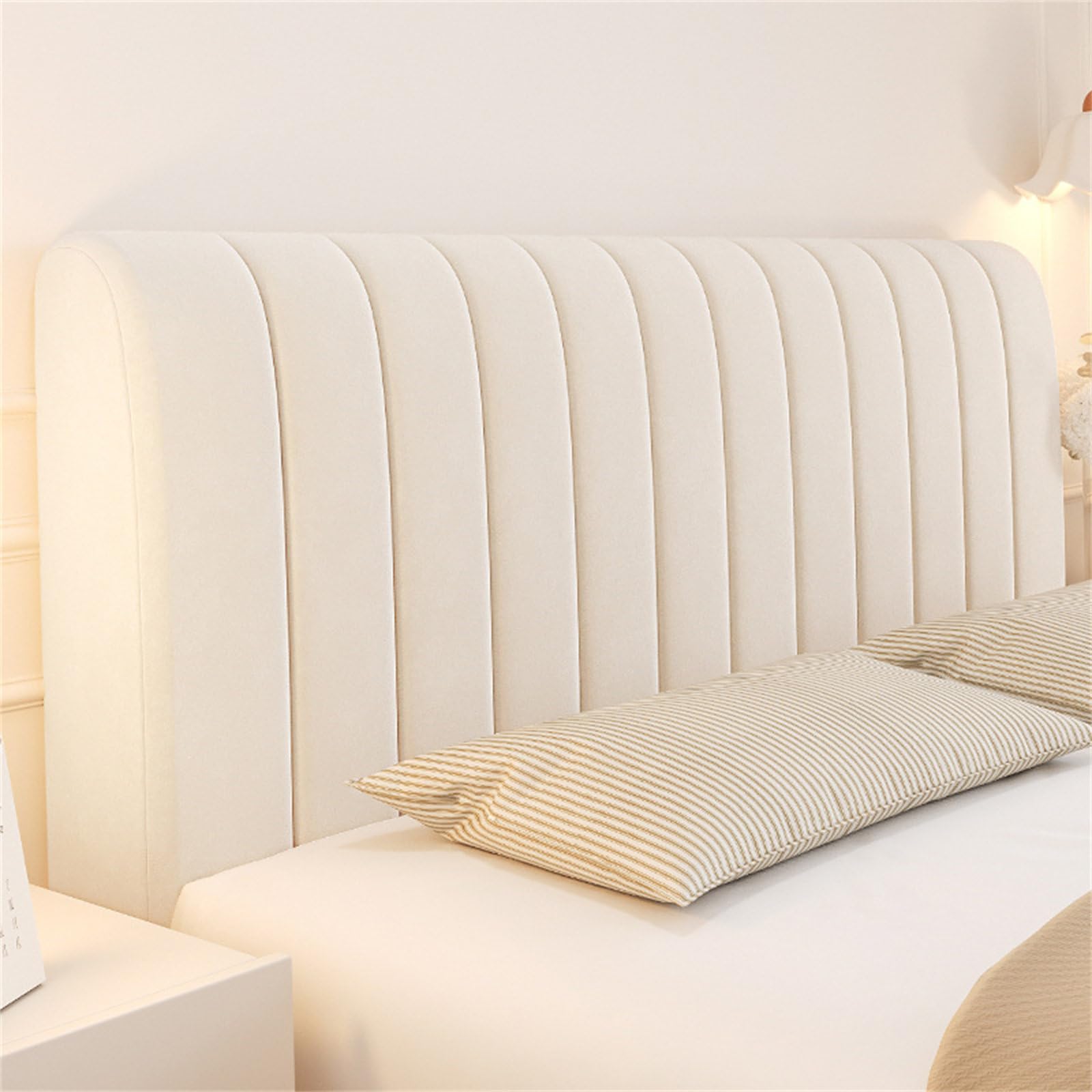 Chickwin Headboard Anti-Collision Cover, Elastic Headboard Protector for Decoration (150 cm, Beige)