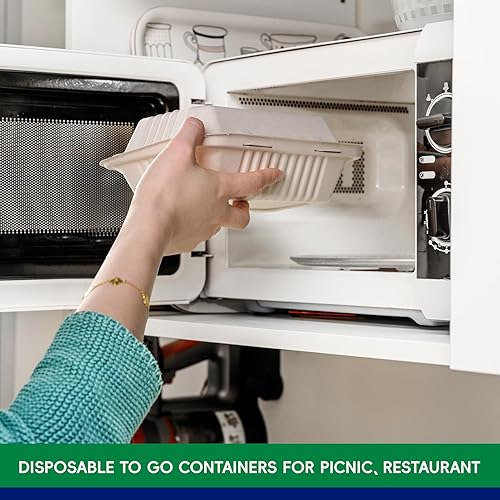 Miniatura 6 de JOLLY CHEF Contenedores de alimentos para llevar con diseño de concha, [paquete de 75 unidades de 9 * 6 pulgadas], contenedores desechables