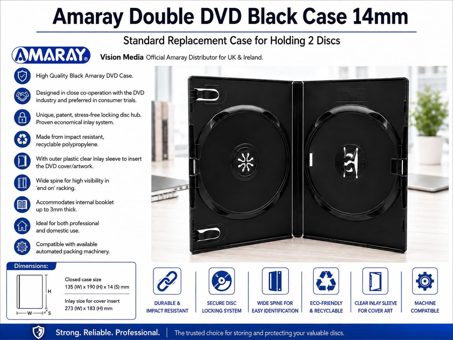custodia DVD doppia nera Amaray x50