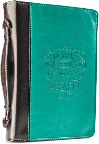 Miniatura 2 de Christian Art Gifts - Funda de cuero sintético para Biblia, color turquesa, con versículo Filipenses 413 en inglés, funda para Biblia para mujer