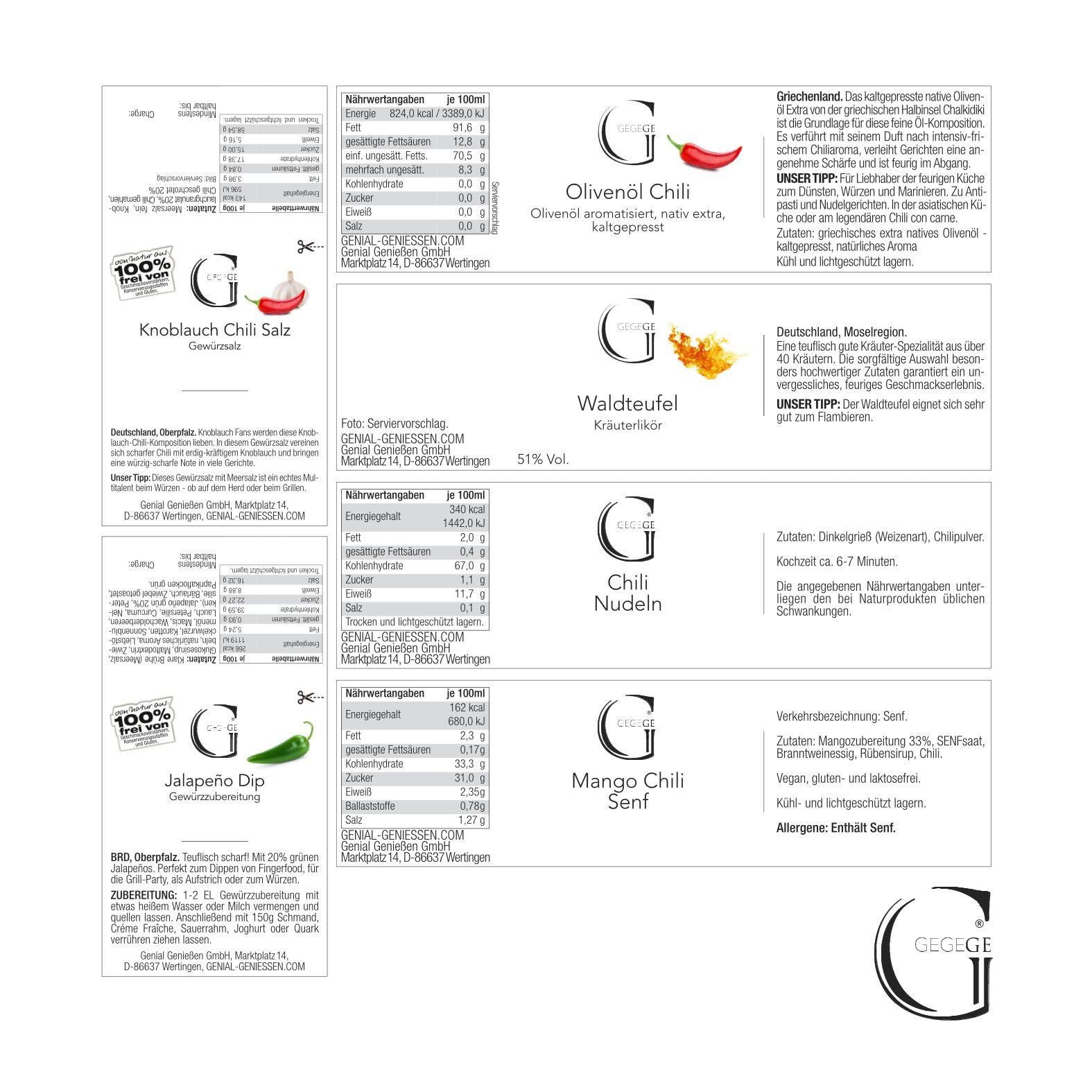 GeGeGe Geschenk-Set FEURIGER GENUSS/Geschenk-Idee für Männer und Frauen die es scharf mögen/Geschenkkorb - feinste Delikatessen zum Verschenken/Feinkost-Spezialitäten Präsent-Korb zum Geburtstag