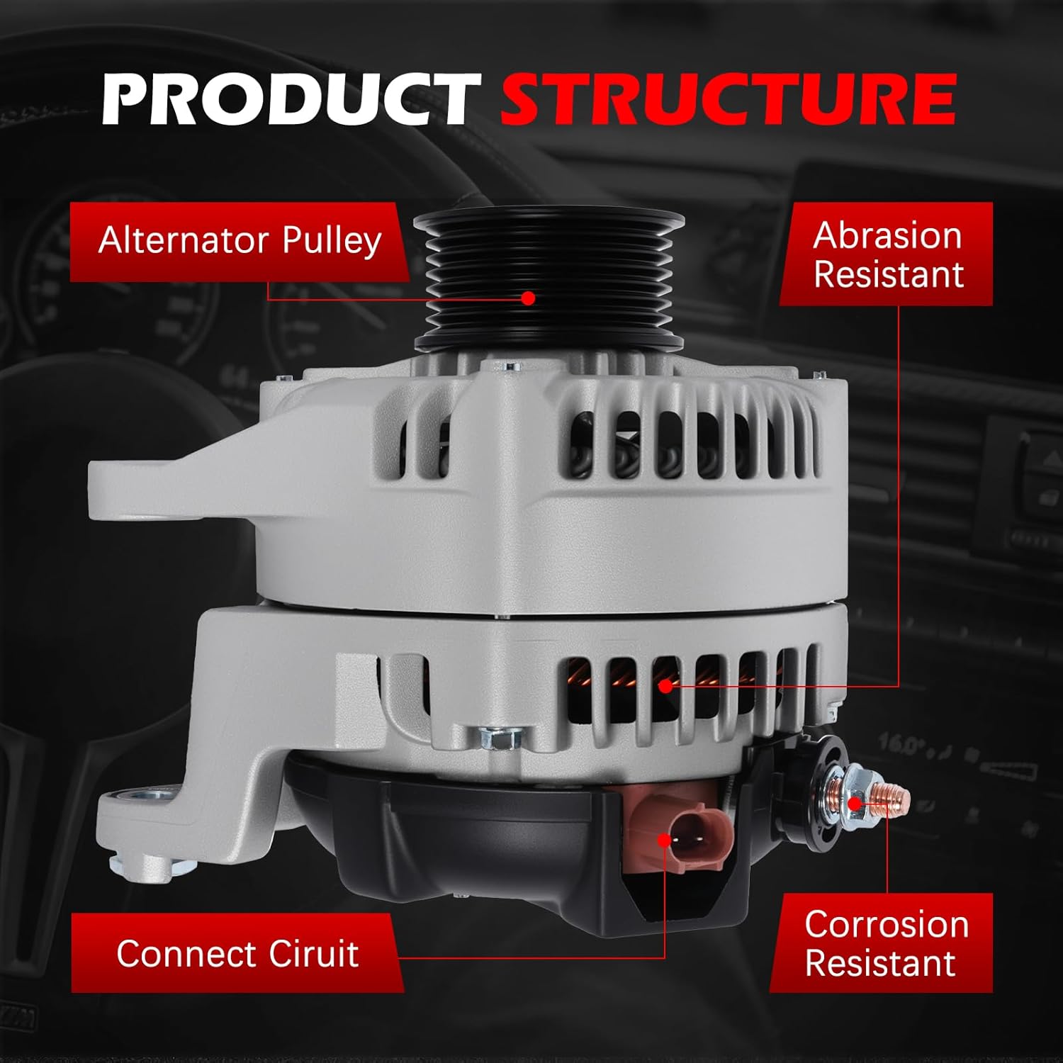 13985 Alternator 136A 12V for 5.7L V8 for 2003-2006 Ram 1500, for 2003-2006 Ram 2500, 2004 Durango, Automotive Replacement Alternators Replace OE 56029086AA, 13985, ABO0065, 0124525006
