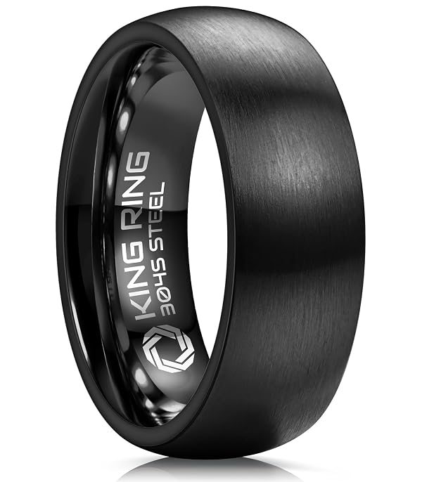 King Ring 8mm Domed Basic Ring – Stainless Steel Matt Ring for Men & Women – Black 11 by King Ring - Used condition - US$8.49