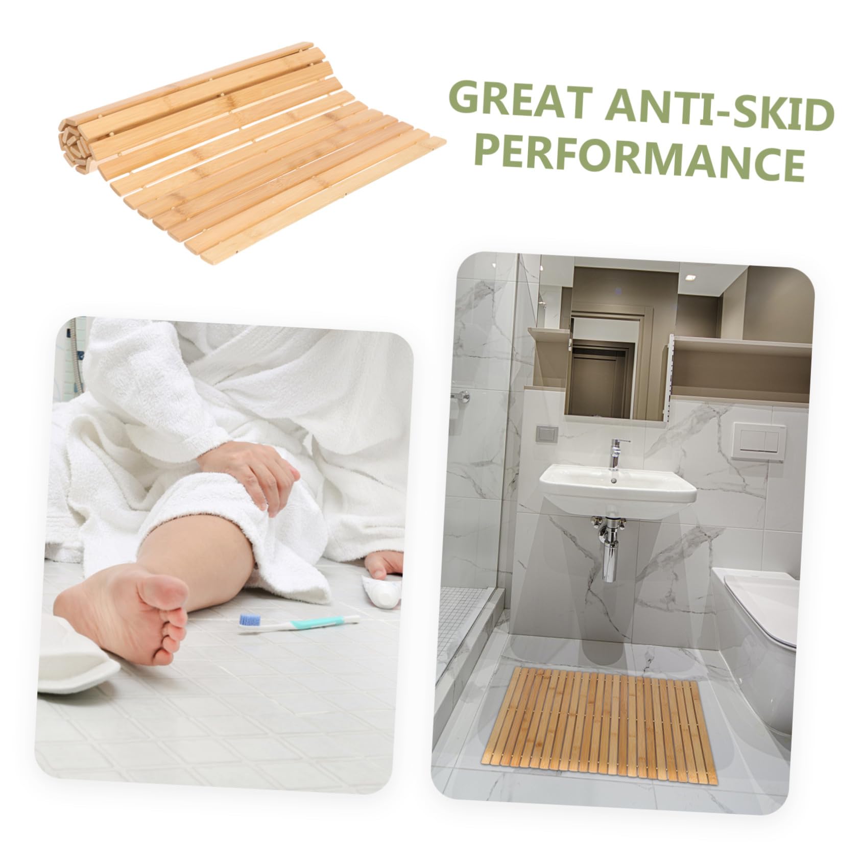VALICLUD Tapete Antideslizante para Baño Alfombra De Bambú Tapete De Suelo para Pies para Decoración De Baño y Entrada De Bambú
