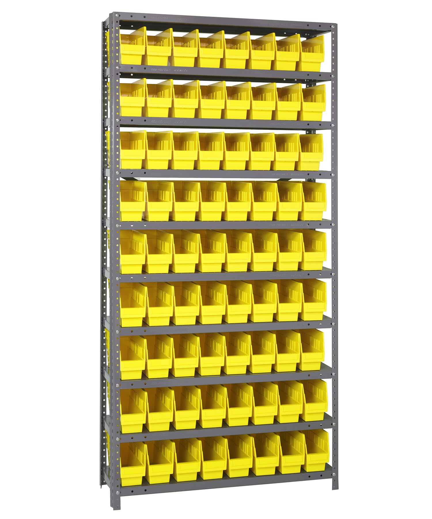 Quantum Storage Systems 1275-201YL Store More Steel Shelving Unit with 6" Shelf Bins, 12" D x 36" W x 75" H, Yellow