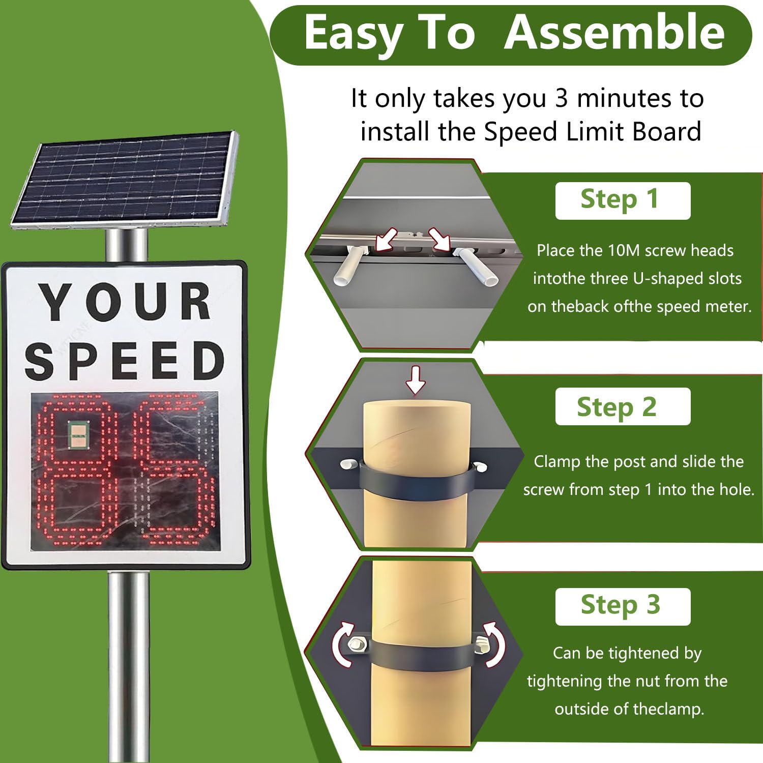 Señal de velocidad con radar, pantalla LED de velocidad alimentada por energía solar para zonas escolares, 500 mm x 700 mm, solución para el control de la seguridad vial.