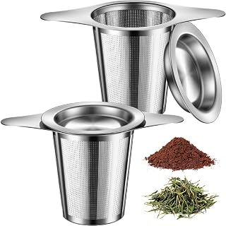 2Pack Tea Infuser for Loose Leaf Tea, 18/8 Stainless Steel Loose Leaf Tea Steeper with Drip Tray, Extra Fine Mesh Tea Strainer Diffuser tea accessories - Amazon product rated Grade A
