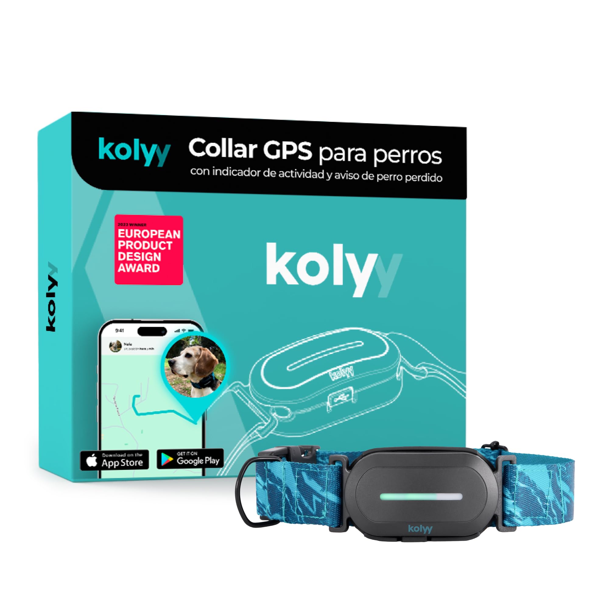 Series 2 - Collar GPS para Perros Control vía App - Localización Internacional en Tiempo Real - Salud Seguimiento - 3 Zonas Seguras - Hecho en España