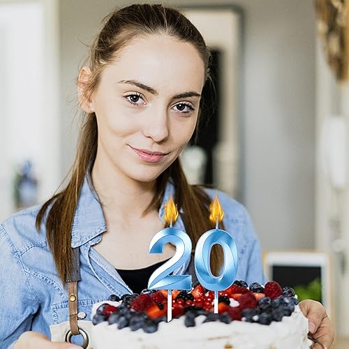 Miniatura 5 de Velas azules de 11 y 1er cumpleaños para pasteles, número 11 con purpurina para decoración de fiesta, aniversario, boda, celebración