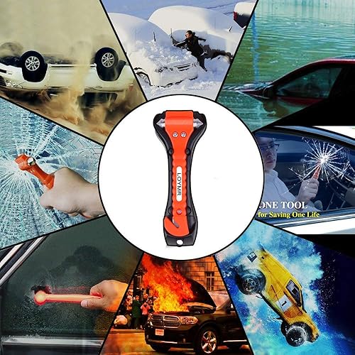 Miniatura 4 de Martillo de seguridad de 6 piezas, herramienta de escape de emergencia con rompedor de ventana de coche y cortador de cinturón de seguridad,