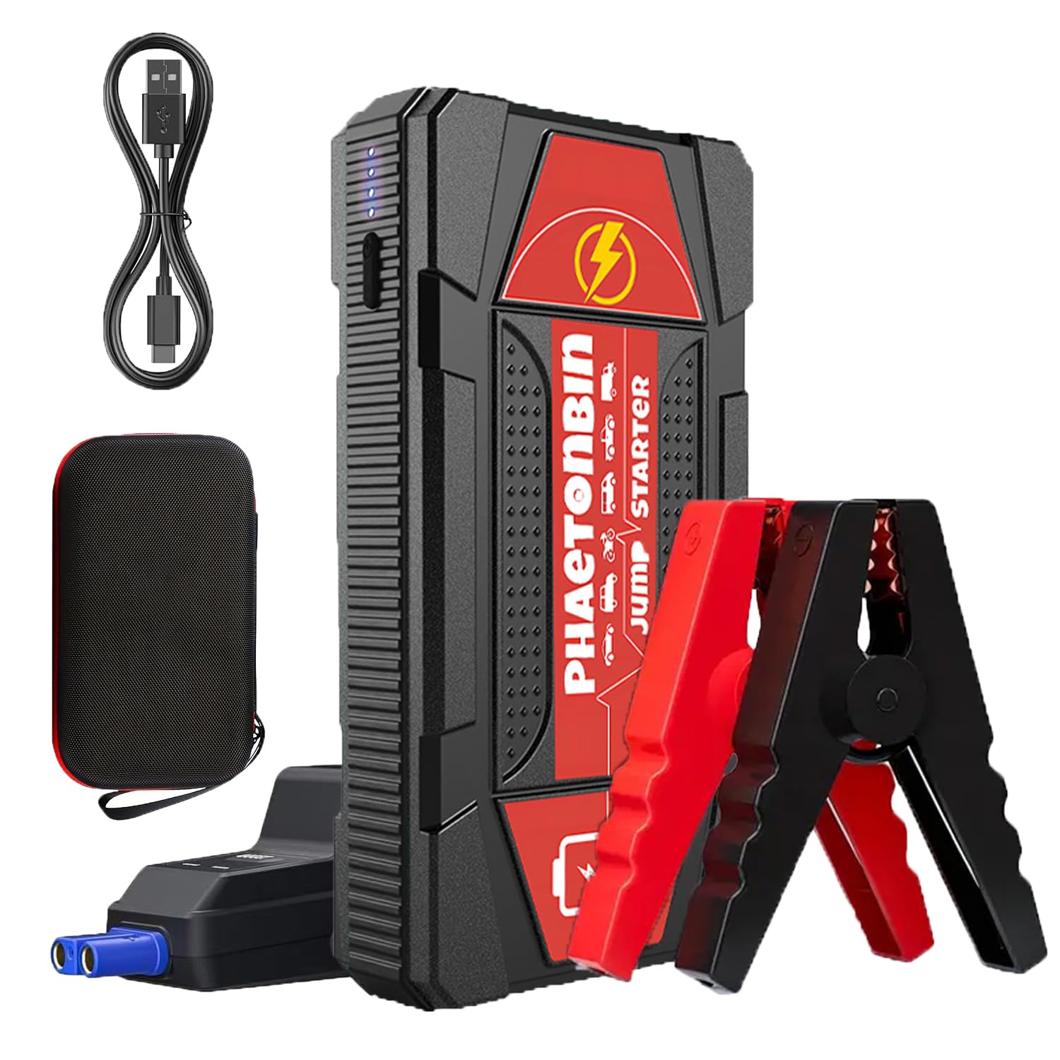 2000A Peak Portable Car Jump Starter for All 12V Vehicles - 3-in-1 Compact Emergency Battery Booster Power Bank