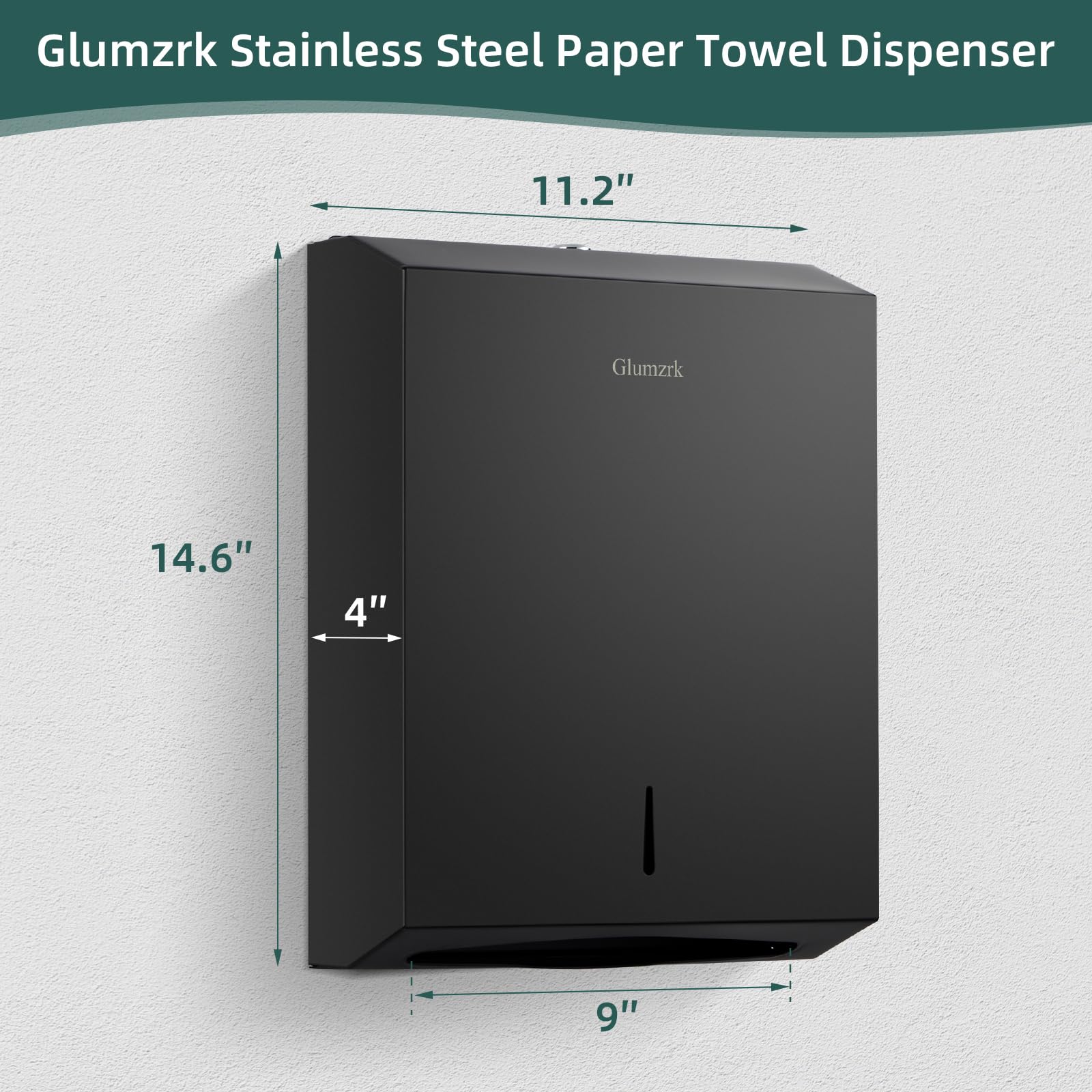 Dispensador de toallas de papel montado en la pared con cerradura de llave, dispensador de toallas de mano plegable en C, soporte de pañuelos de acero inoxidable, gran capacidad, elegante para baño