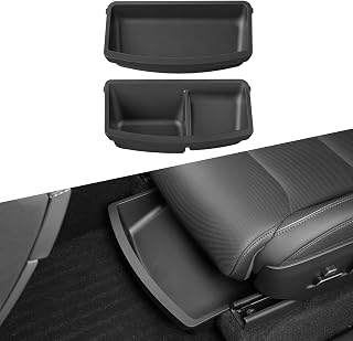 テスラ 新型 モデルYL 2026年4月～現行 専用 1列目シート下部 前側収納ボックス | 車種専用 Model YL 座席下収納ボックス 内蔵 引き出し ゴミ箱 小物入れ シート下トレー 滑り止め 防汚 水洗い可能 取付簡単 内装パーツ TPE素材 カー用品 2Pセット (シート前下収納)