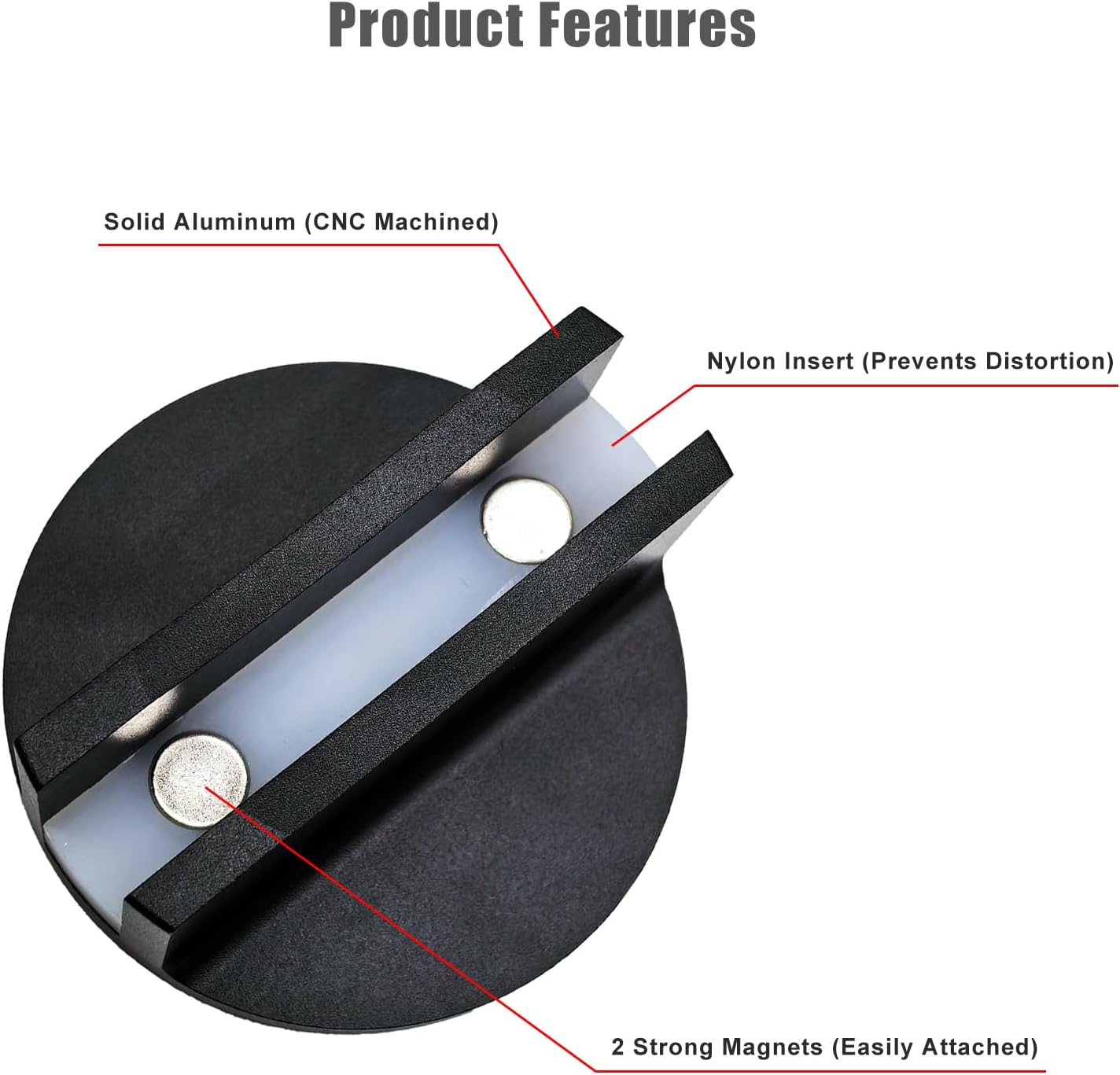 Universal Magnetic Large Slotted Jack Pad Adapter for Floor Jack -Aluminum Jack Puck Pinch Weld Frame Rail Adapter for Most Cars & Trucks (1, Black)