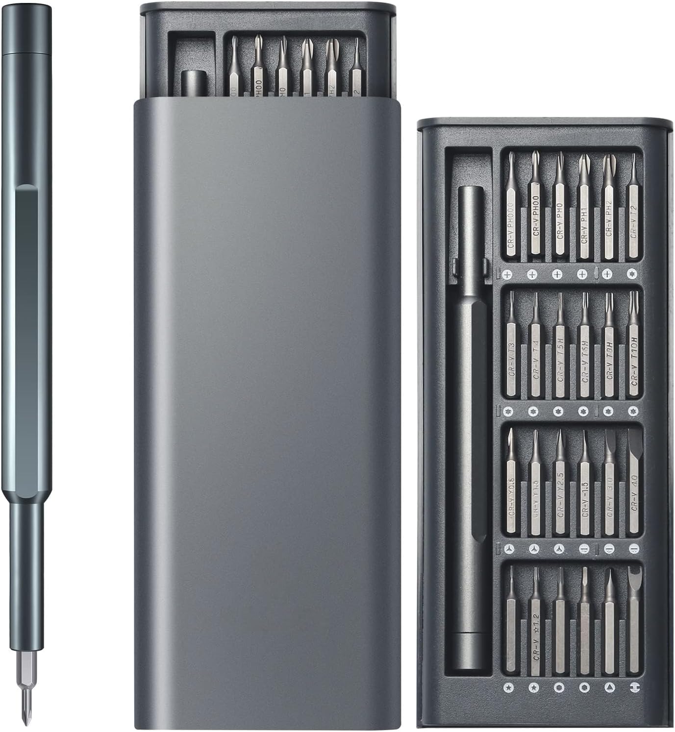 Anspect Precision Screwdriver Set, 24 in 1 Mini Screwdriver, Magnetic Driver Bits Set, S2 Alloy Steel Pocket Manual Screwdriver Tool Set, Repair Tool (Carbon Black)