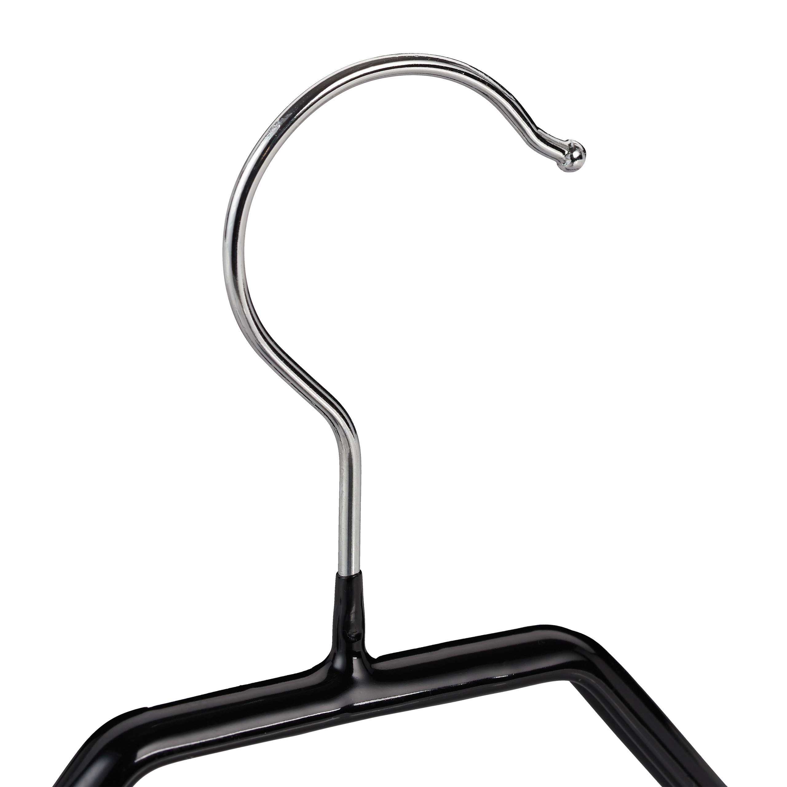 Relaxdays Grucce per Completi in Set da 30, Spalle Larghe, per Giacche, Antiscivolo, Stampelle Gommate, in Metallo, Nero