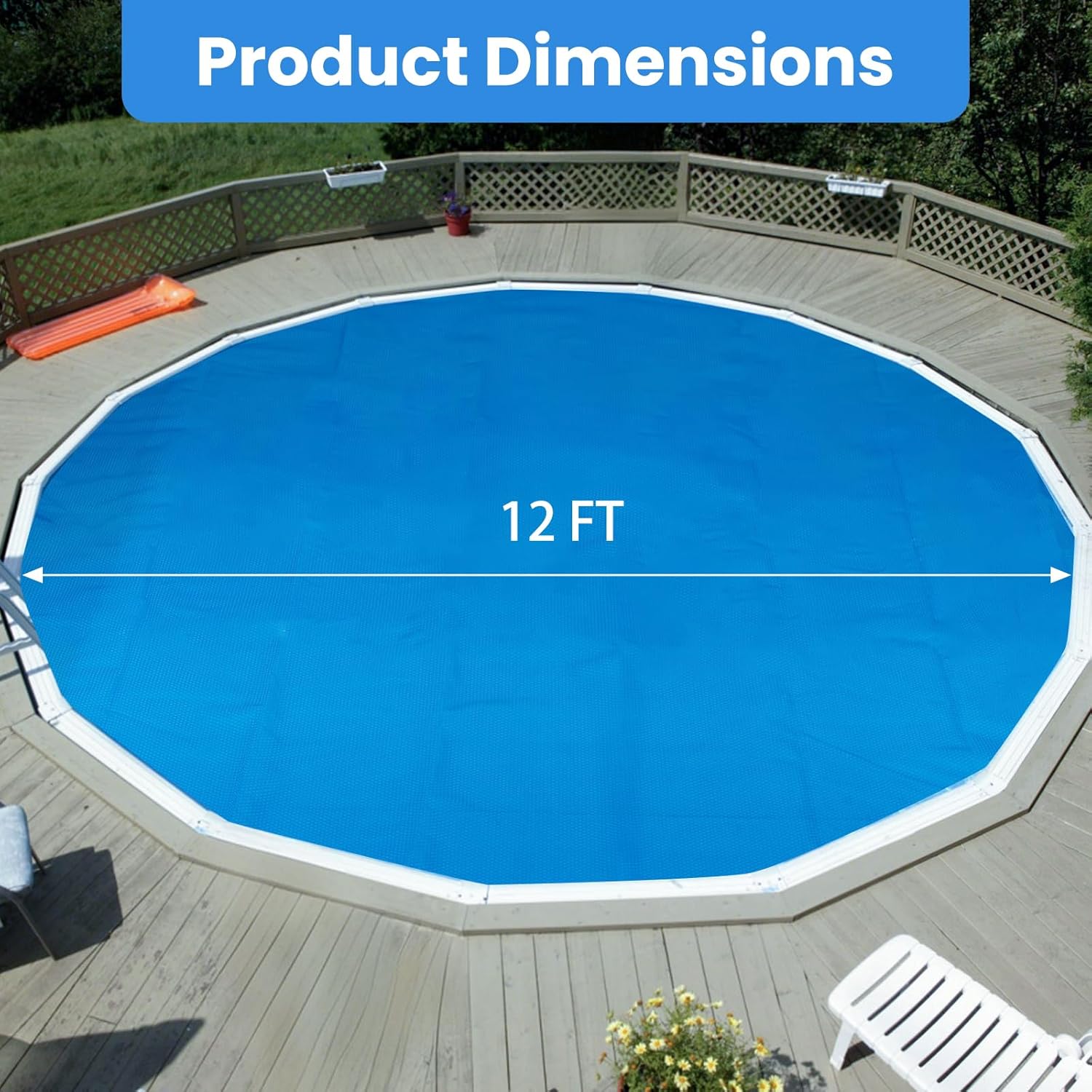 Goplus 12 FT Round Solar Pool Cover, 12 Mil Above-Ground & In-ground Swimming Pool Heat Retaining Blanket, Heavy-Duty Thermal Insulating Bubble Wrap Cover for Hot Tub SPA (Blue, Round 12 FT)