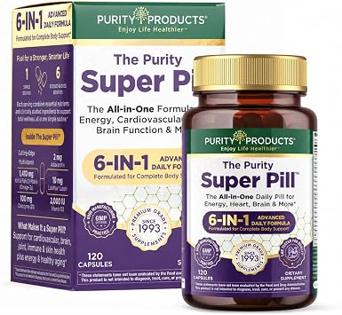 Purity Products Purity Super Pill Newly Upgraded Elite Multi + Krill Oil + Fish Oil - Vitamins + Minerals, CoQ10, Lutein - Supports Healthy Brain, Joints, Heart + More - 120 Liquid Capsules