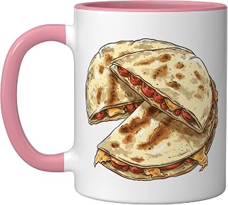 Quesadillas Vintage Ceramic Mug, Pink/White