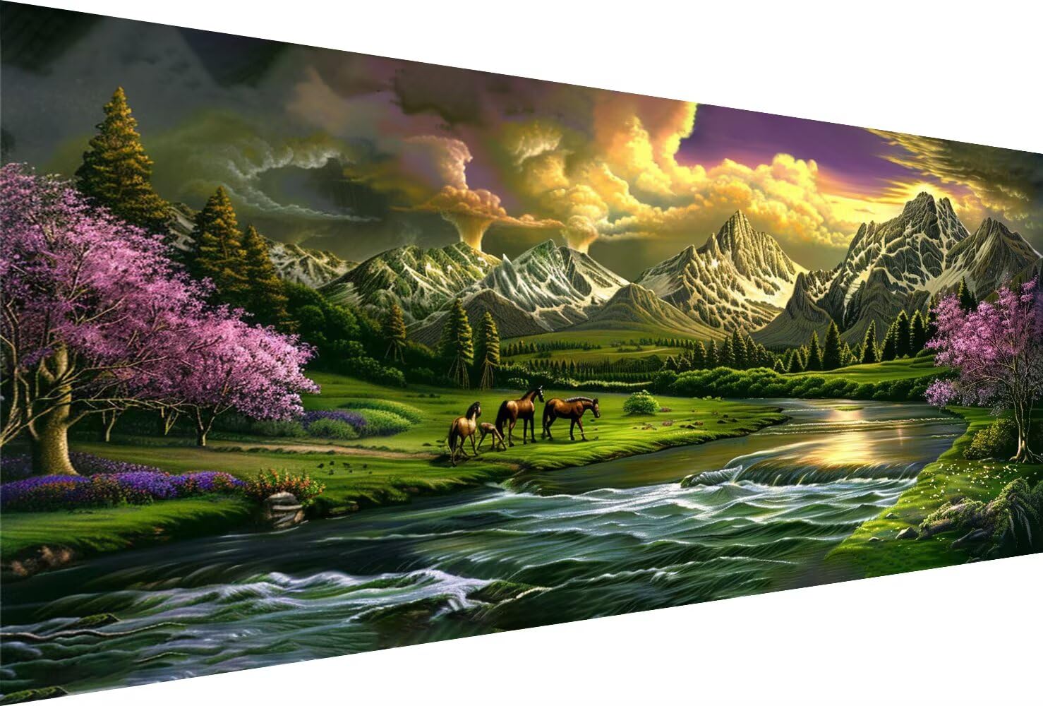 Diamond Painting Landschaft Diamond Painting Erwachsene Berg Bastelset Kinder ab 6 Jahre Mosaikherstellung Kreatives Geschenke für Mädchen Anfänger, Kreuzstich Arts Craft Zimmer Deko 70x140cm Y5-987