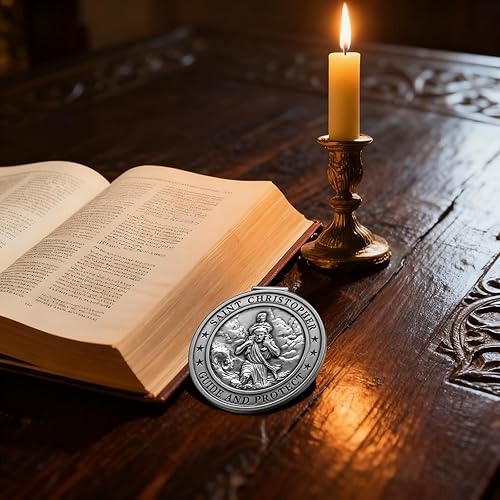 Miniatura 6 de Medalla de San Cristóbal para automóvil, clip de metal para visera de automóvil de San Cristóbal, regalos para hombres católicos, talismán para la