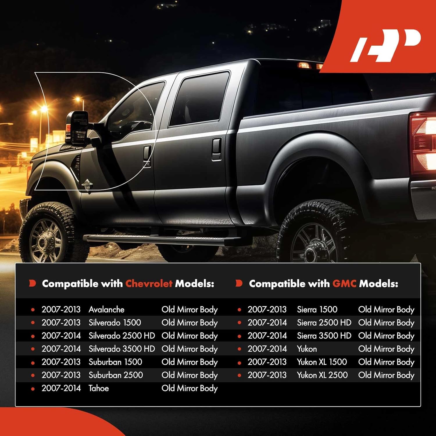 A-Premium Towing Mirrors - Compatible with Chevrolet Silverado 1500 2500 HD 3500 HD, Tahoe, Suburban 1500 2500, Avalanche & GMC Sierra 2500 HD, Yukon - Manual Folding Telescoping Black - Pair Set