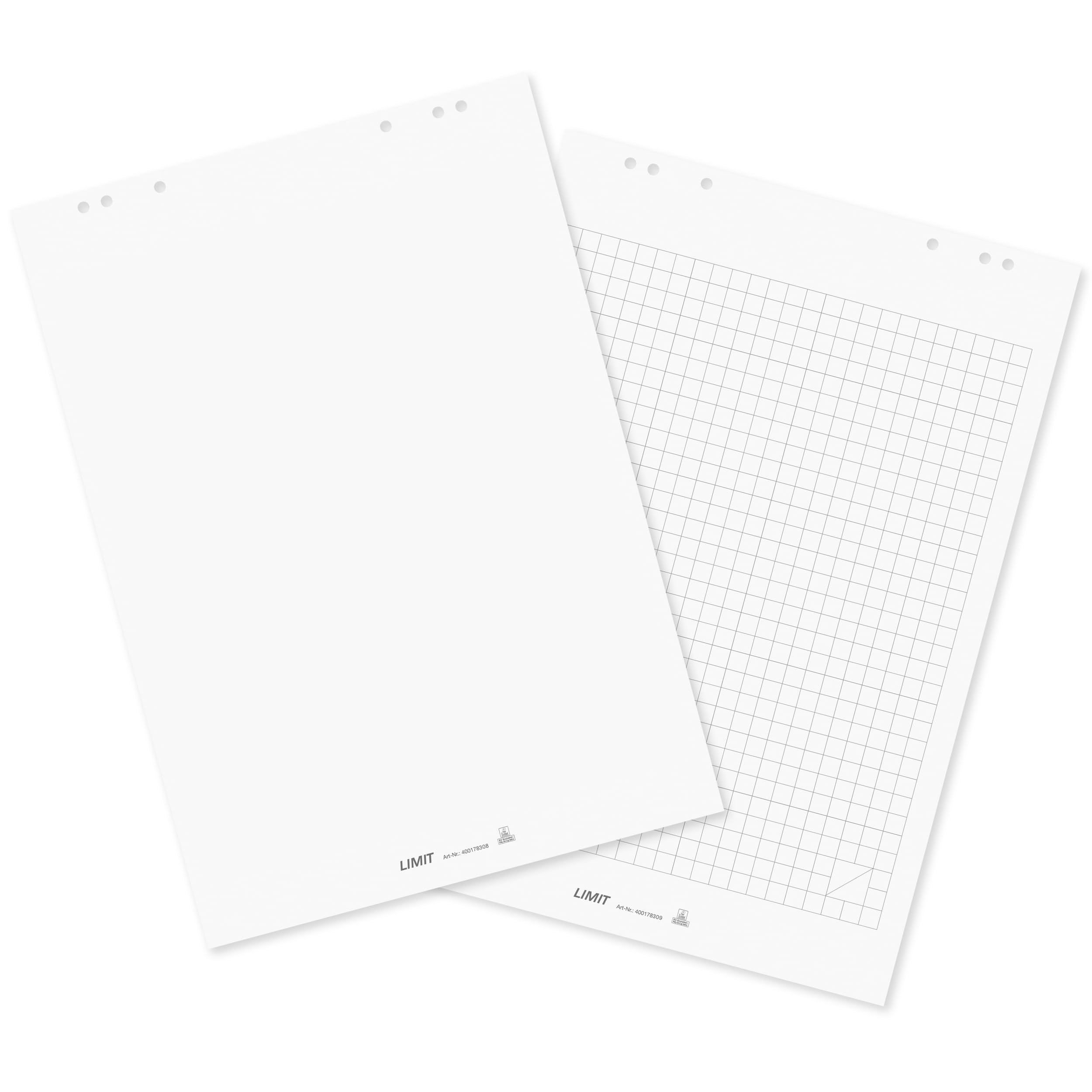 Limit 2 blocs de rotafolios cuadriculados y en blanco, 20 hojas por bloc, 80 g/m², color blanco