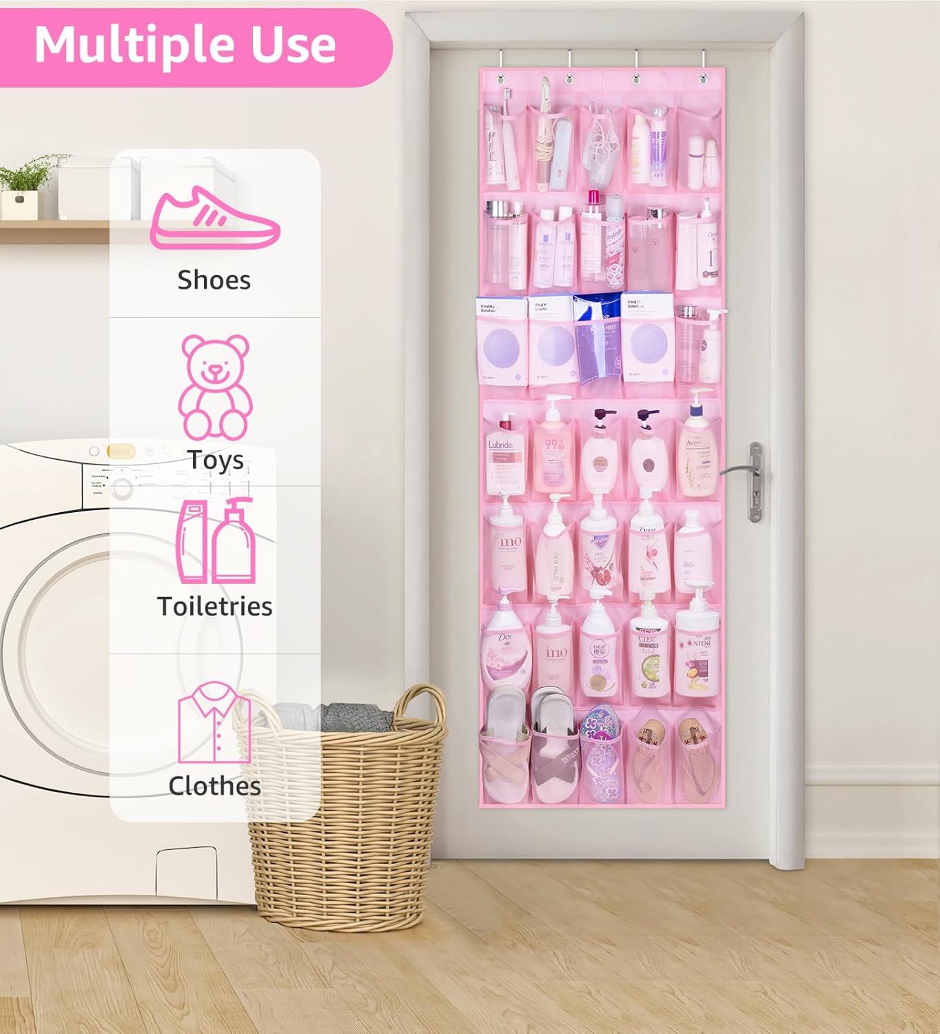 MISSLO 35 Pockets Kids Shoe Storage Over Door Shoe Organiser Sturdy Oxford Door Shoe Rack Cute Hanging Shoe Organizer for Women Baby - Image 4