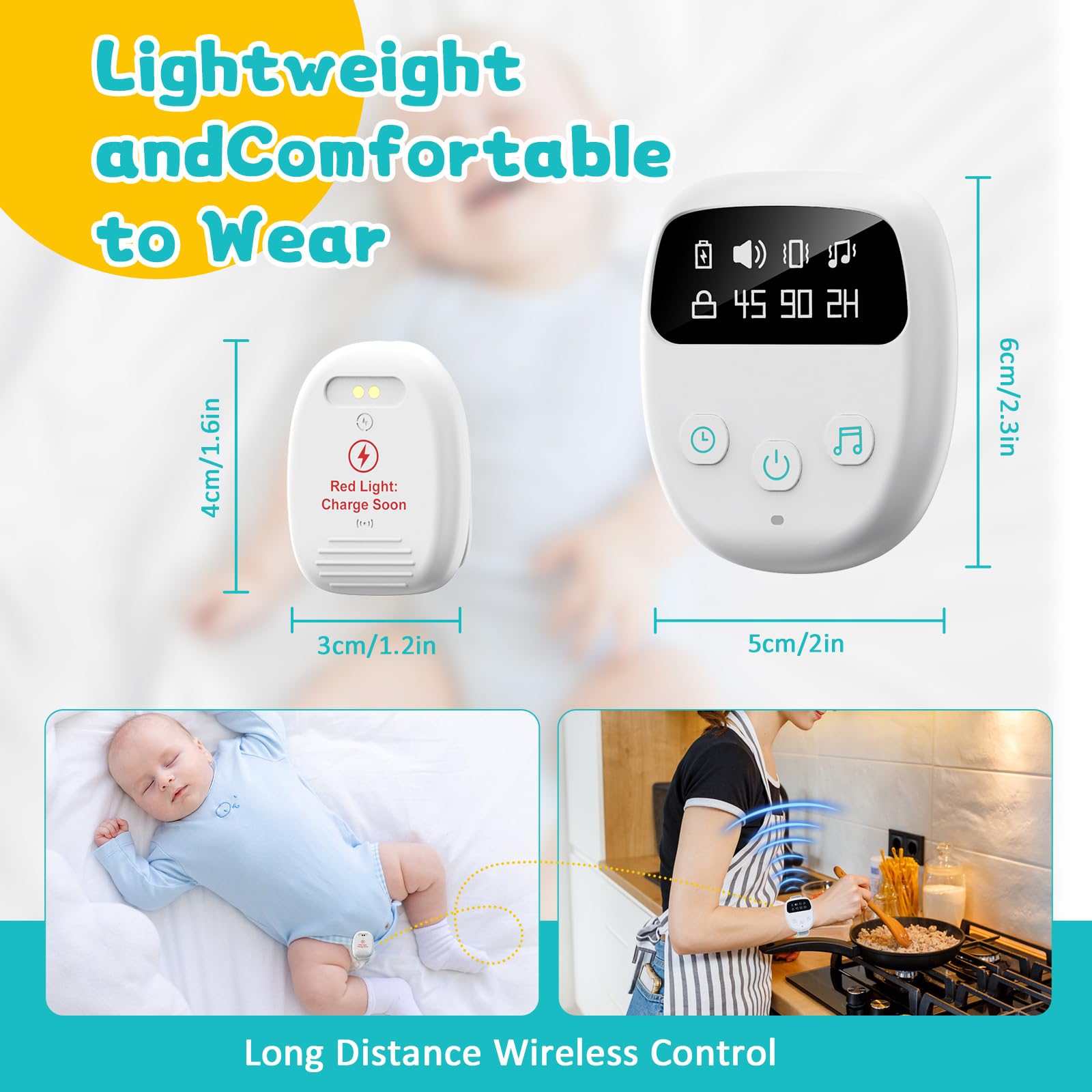 Réveil Anti-Pipi Au Lit sans Fil pour Enfants, Haute Sensibilité, Rechargeable USB, 3 Modes: Son Et Vibration, Capteur De Rééducation Nocturne pour Enfants Et Personnes Âgées