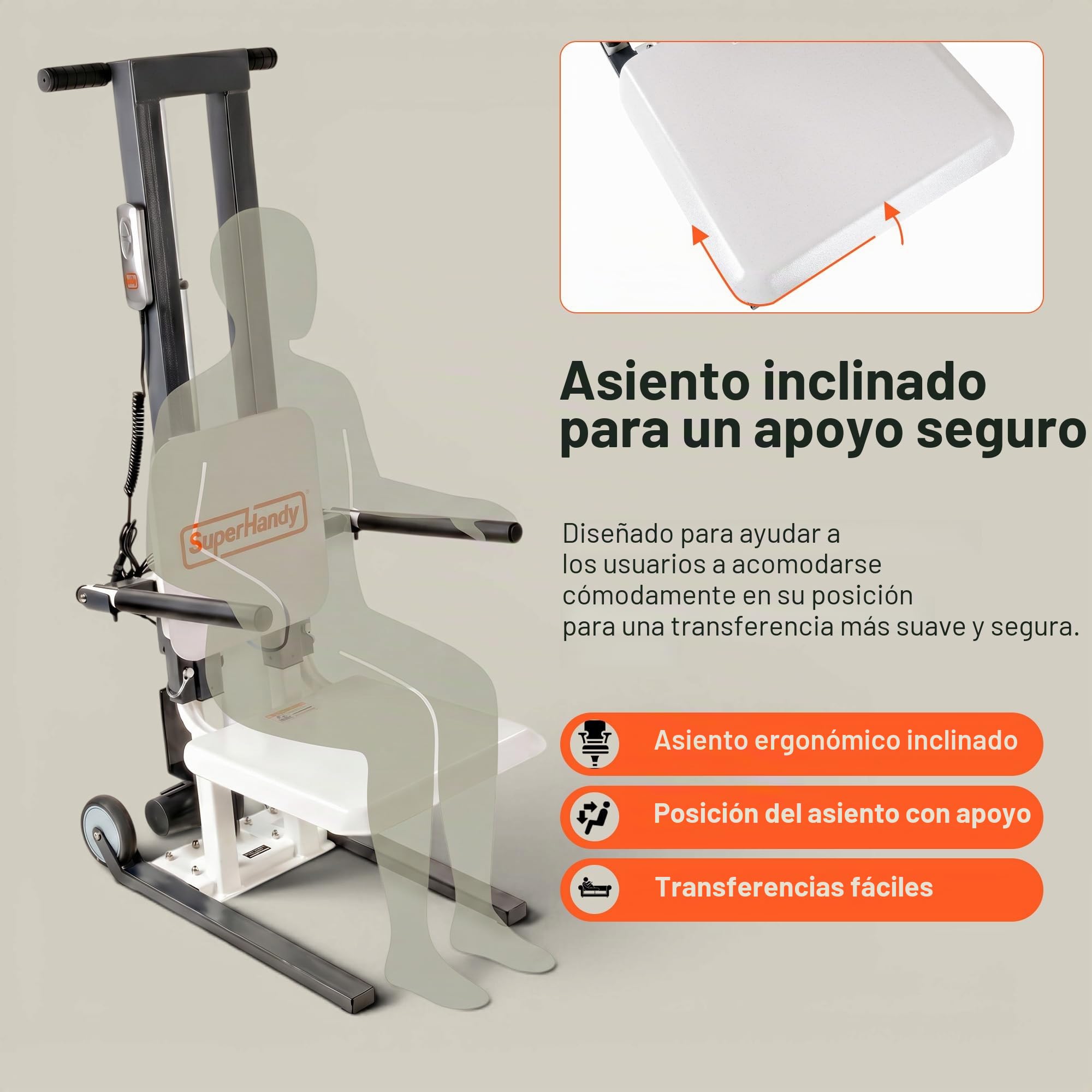 SuperHandy GoRise - Elevador eléctrico de suelo a pie, capacidad de 500 libras, asistencia de pie, portátil, ajustable, ergonómico, fácil almacenamiento, pendiente de patente (FS (elevación de piso))