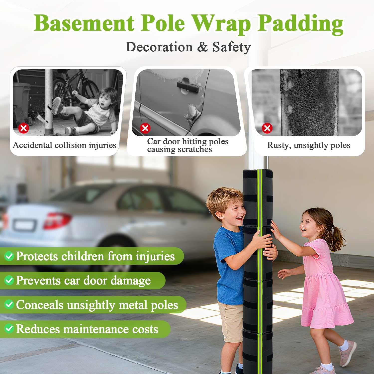 ガレージポールパディング、メタルポール用地下ラップアラウンドカバー、バスケットボールポールメタルバーコラムラップフォームパッド、滑り