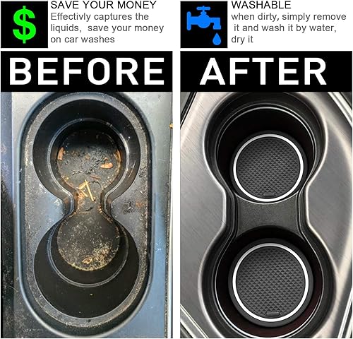 Miniatura 37 de SENSHINE Para Ford F150 Accesorios 2021 2022 2023 2024 2025 Antideslizante Portavasos Inserto Consola Central Cambio Liner Borde de Puerta Rojo