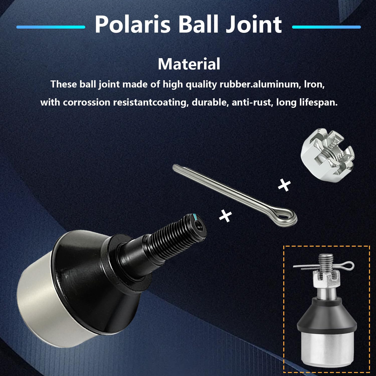 Lower Ball Joint for Ranger 400 425 500 570, Sportsman 335 400 450 500 570 Big Boss Magnum Scrambler Trail Blazer Trail Boss Xpedition Xplorer ACE, Front Ball Joint Replace 7061158 (2 Pack)