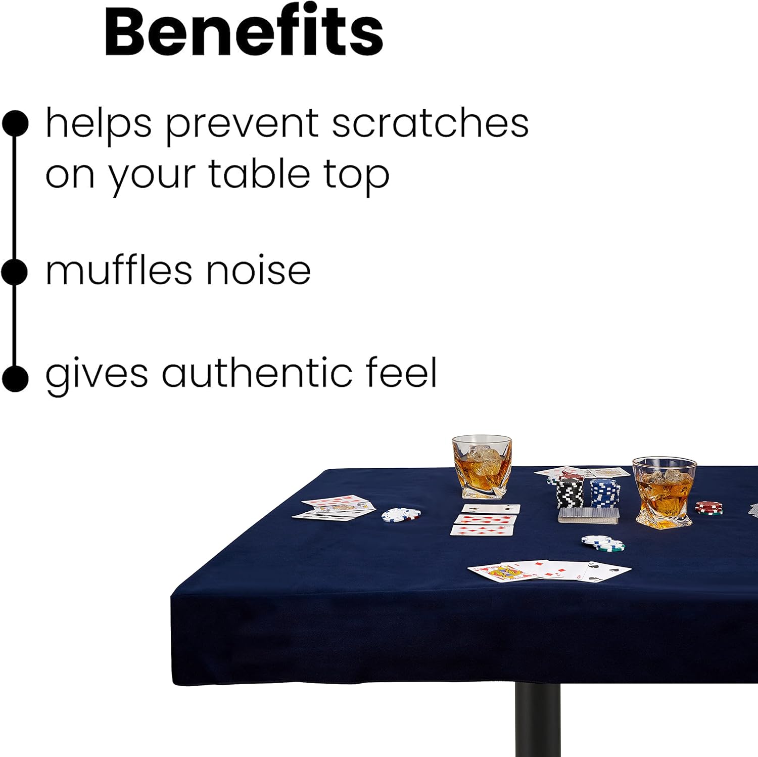 Felt Card Game Table Cover 38 Inch for Playing Cards, Poker, Mahjong, Domino, Bridge and Board Game - Blue