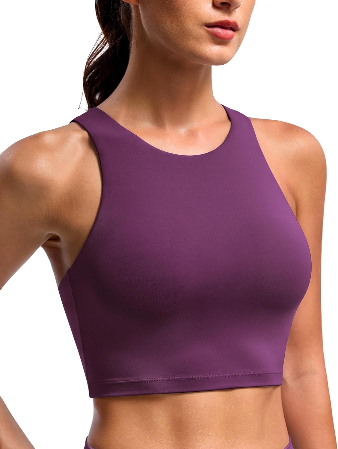 BAYDI Clouduxi High Neck Sports Bras for Women - Padded Workout Tank Tops with Built in Bra Racerback Gym Yoga Crop Top