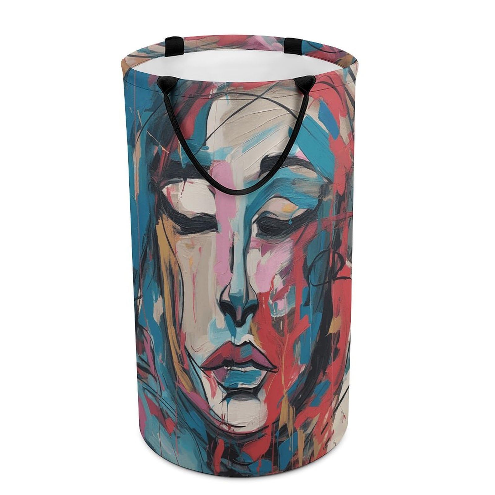 Panier à linge imperméable autonome anti-humidité avec motif visage de femme