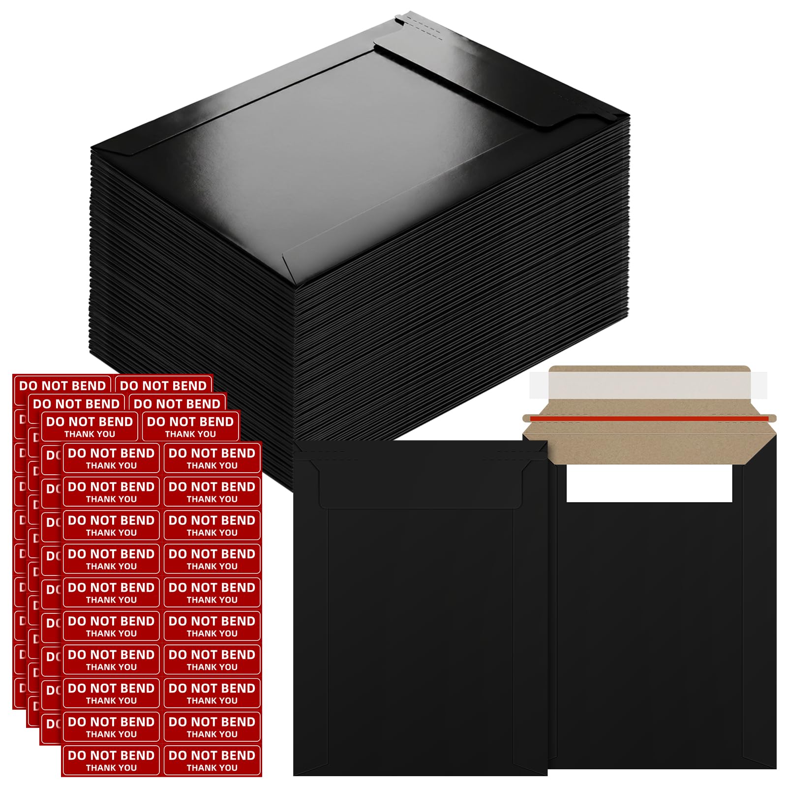 Cmkura 80 Pack 6x8 Inch Rigid Mailers,Self Seal Rigid Envelopes,Black