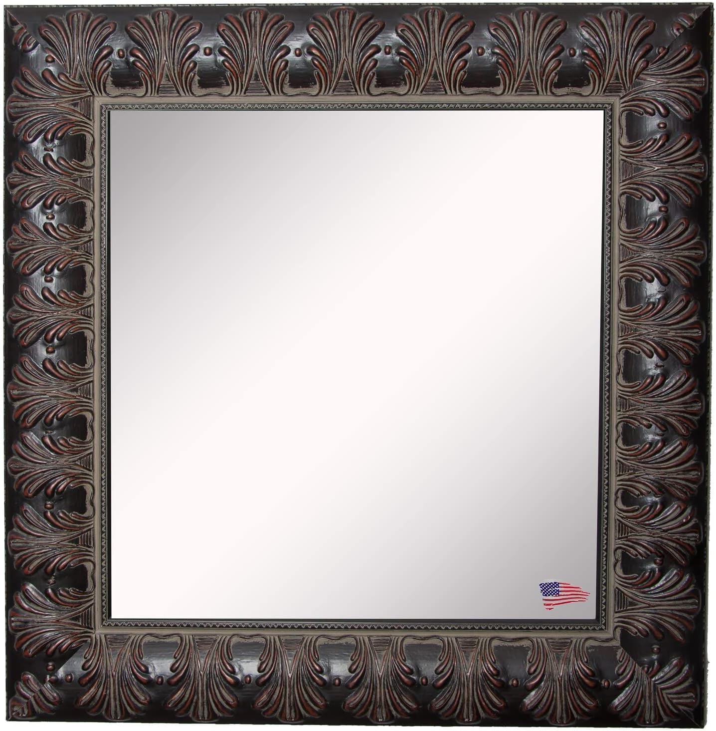 Square Feathered Accent Wall Mirror, Mount Type Wall