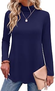 Zeagoo Long Sleeve Shirts for Women Turtleneck Work Casual Tunic Tops