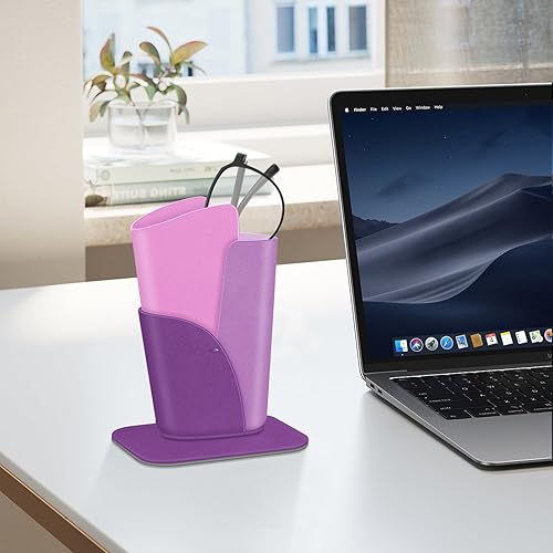Vista 19 de Fintie Soporte para lentes: funda de cuero vegano antiarañazos para escritorio o mesita de noche, Marrón oscuro