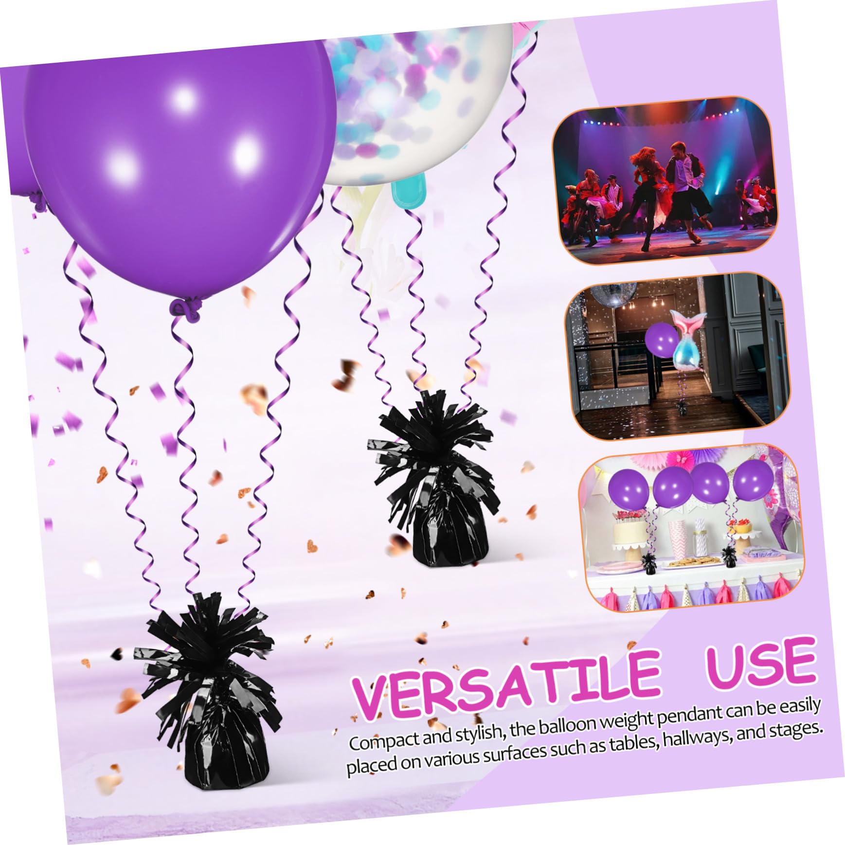 DOITOOL 8 Stück Teiliges Ballongewicht- Schwarze Wiederverwendbar Robust Vielseitig für Hochzeit Geburtstag Partydekoration Stabilisiert Helium Luftballons Einfache Anwendung ohne Werkzeug