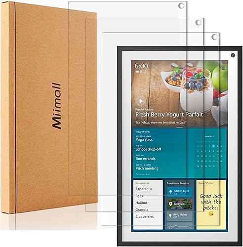 Miimall (3 Packs) Compatible for Echo show 15 Screen Protectors, Anti-Scratch Ultra-Thin Anti-Fingerprint Full Cover Film [PET] HD Clear Screen