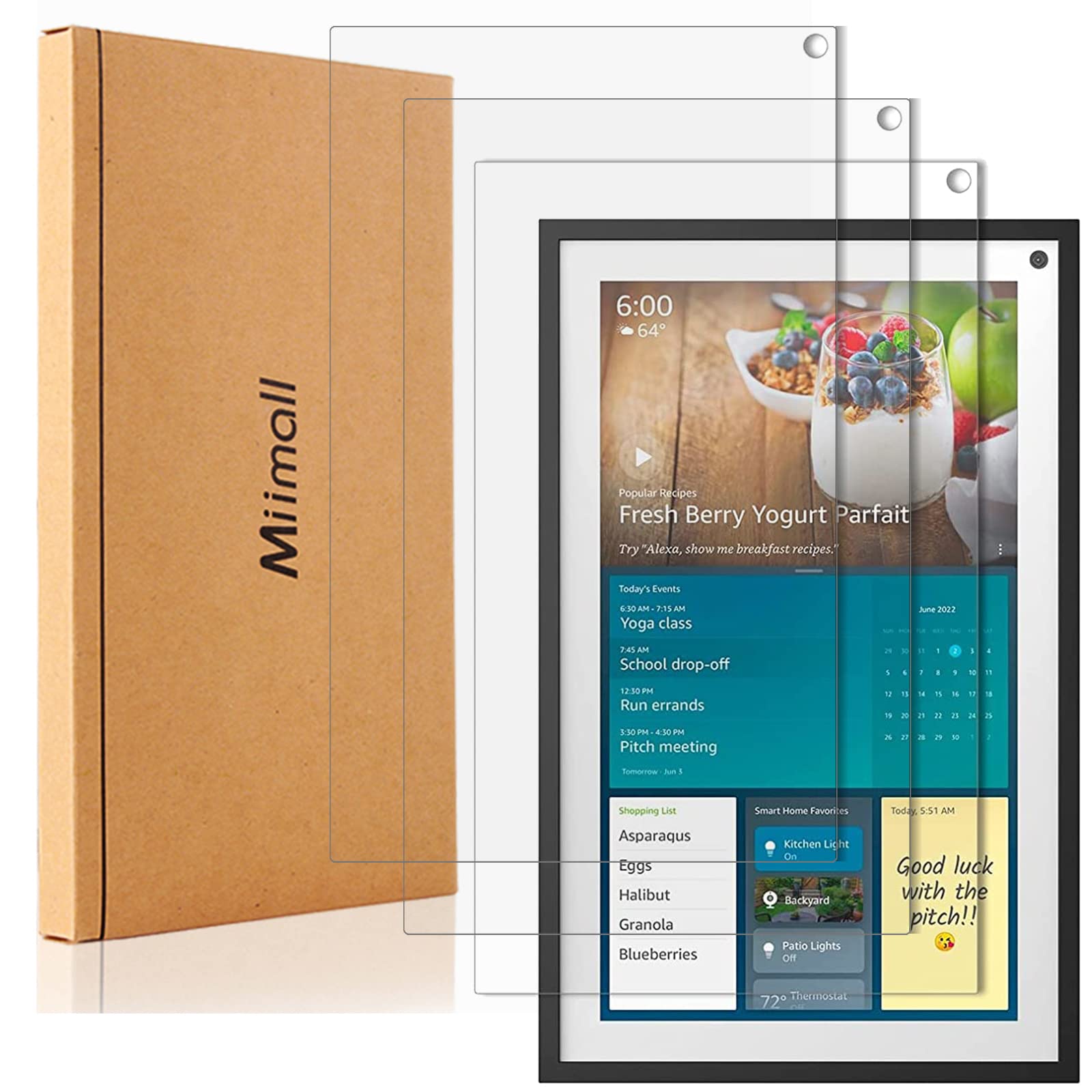 Miimall (3 Packs) Compatible for Echo show 15 Screen Protectors, Anti-Scratch Ultra-Thin Anti-Fingerprint Full Cover Film [PET] HD Clear Screen Protector for Echo show 15,15.6’’ 2022 Release