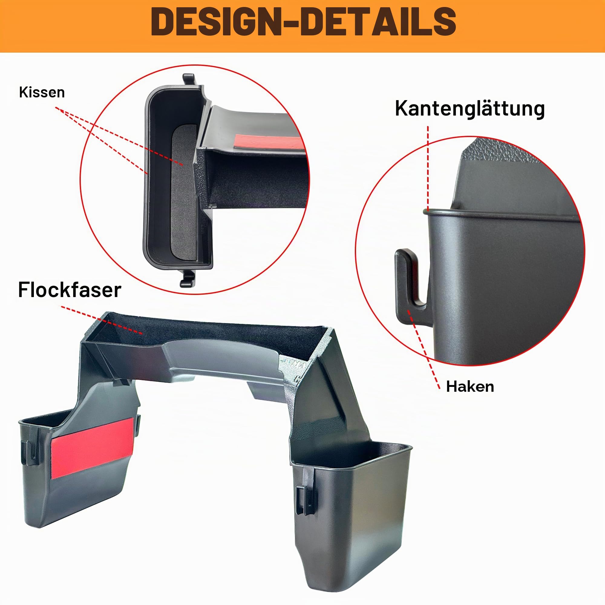 JVMA Center Console Gear Shift Organizer Tray für Jeep Gladiator Zubehör und Jeep Wrangler JL JLU 2025 2024 2023 2022-2018 Rubicon Sahara 4xe Aufbewahrungsbox, Auto-Müllbeutel-Haken, Innenraum