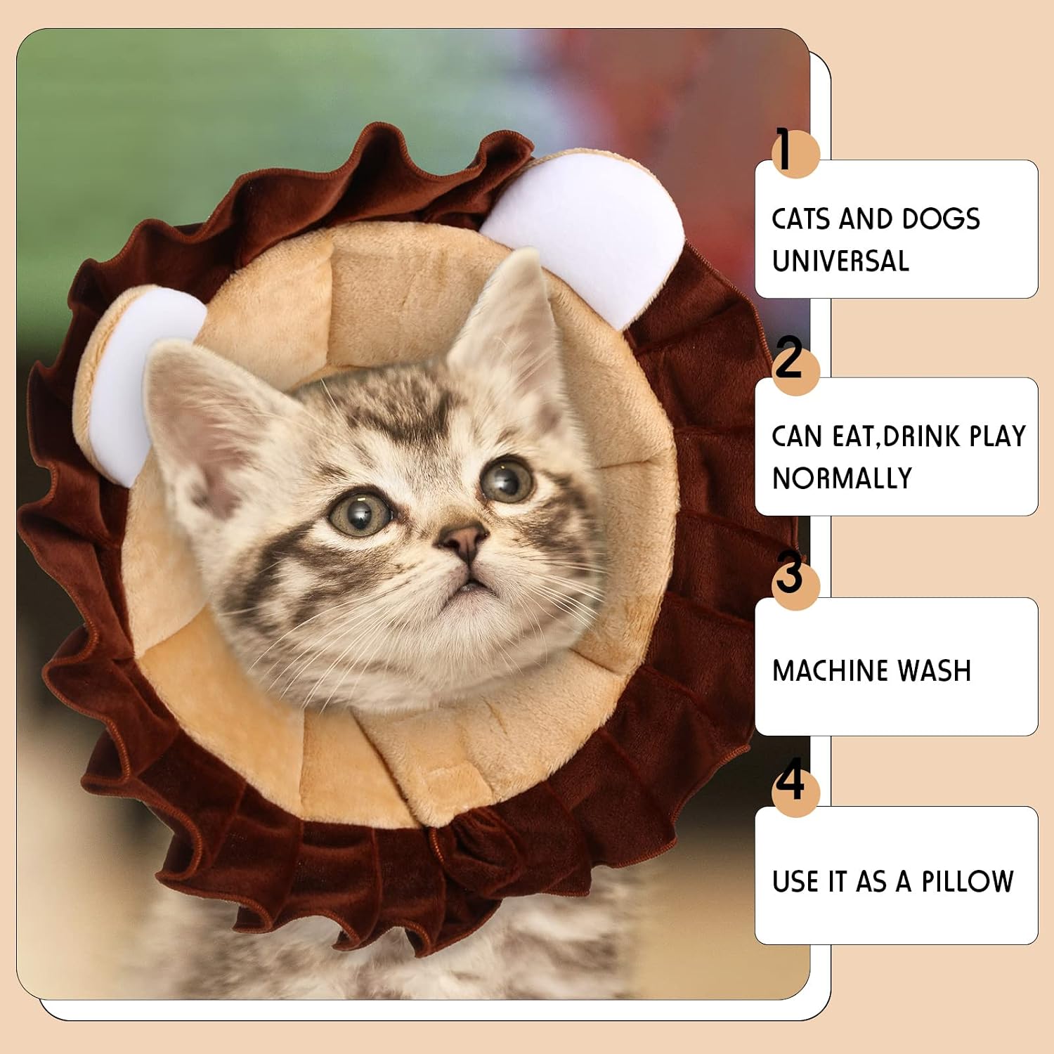Leifide Soft Cat Cone Puppy Dog Recovery Collar Comfortable Pet Neck Lightweight Adjustable Protective Cone for Cat Kitten Prevent Licking Wounds