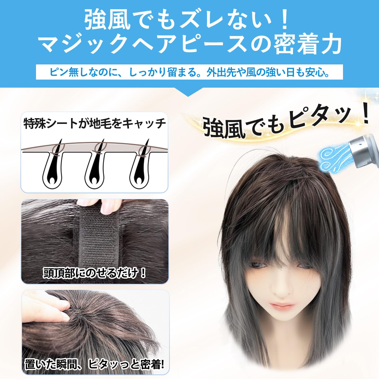 Amazon.co.jp: 日本ヘアピース研究所 2026年発売 白髪隠し専用 部分