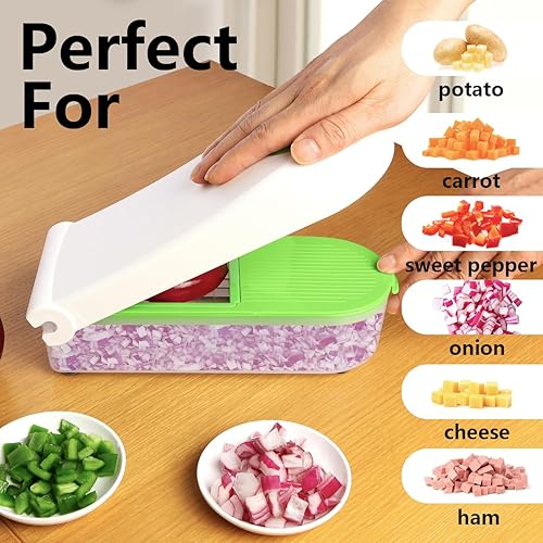 Miniatura 4 de LHS Procesador manual de alimentos, picador grande de verduras, 33.9 fl oz, picadora de ajo, cebolla para verduras, ensaladas, frutas, nueces, sin