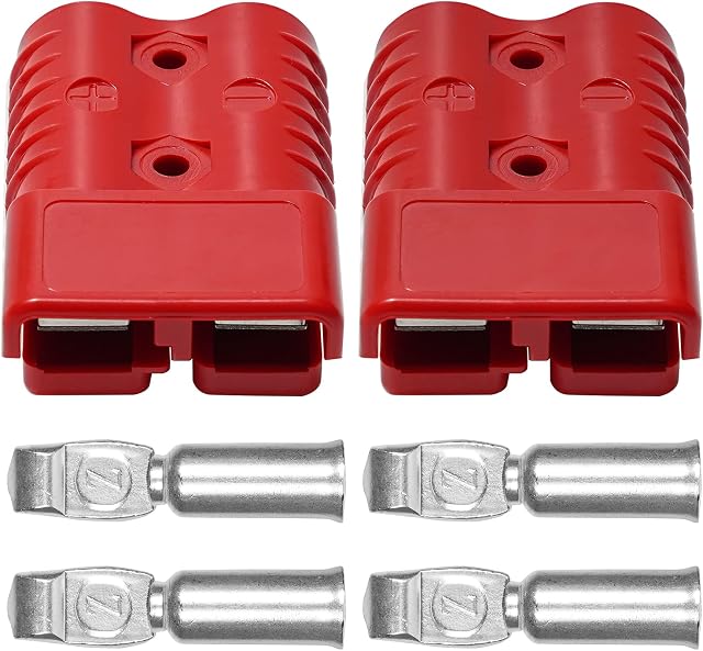 Bohaner 2PCS Anderson Connector 175Amp 600V RED Plug Cable Terminal Battery Power
