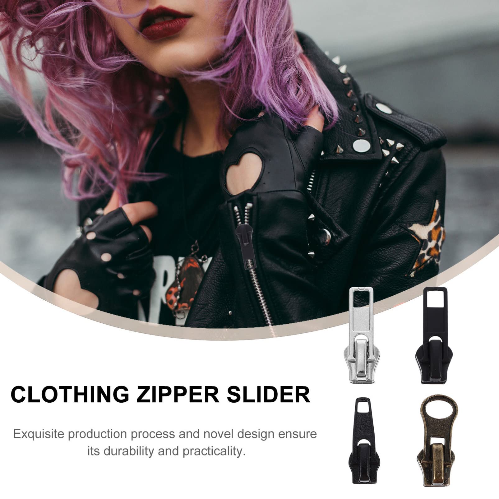 DOITOOL 57Pcs Metal Zipper Pullers Replacement Accessories for Clothing Pants and Bags Zipper Repair Tool for Fix and Sewing Projects