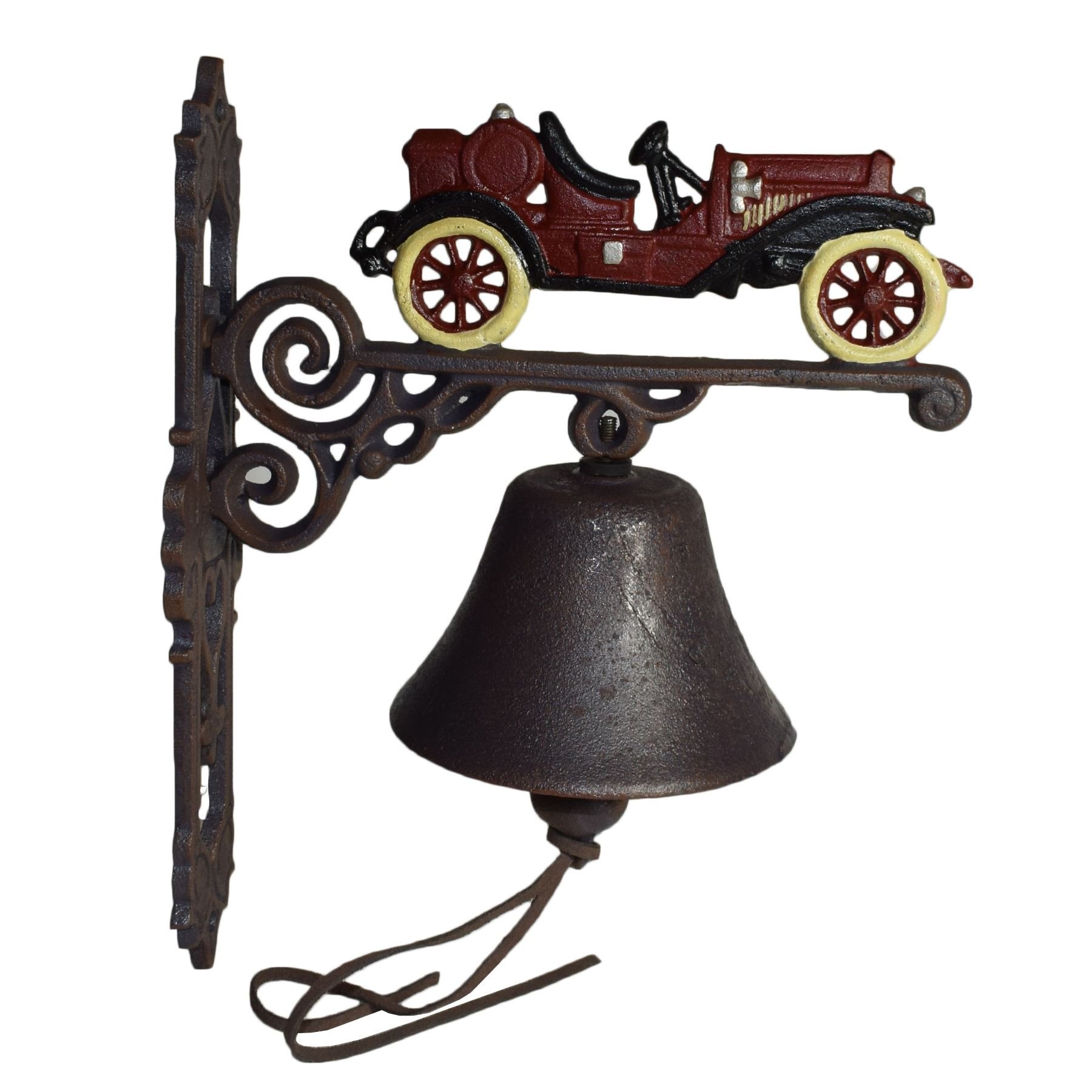 AB Tools Old Fashioned Veteran Car Red Bell Gate Cast Iron Sign Plaque Door Wall House from B&Q